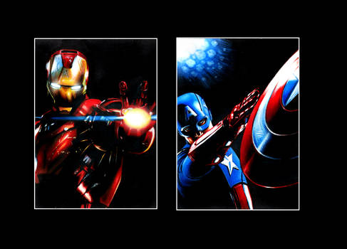Iron Man and Captain America ACEO sketch cards