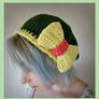 Dark Green Beret Hat With Yellow Bow