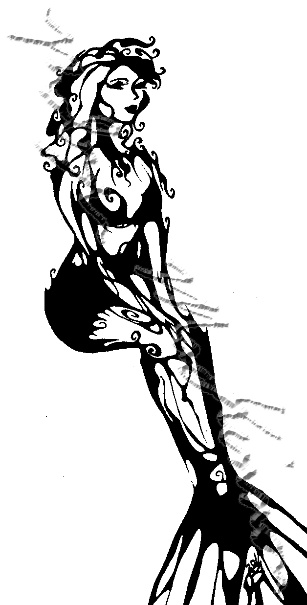 Inkblot Mermaid Seated