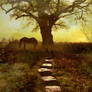 Black Horse And Cherry Tree