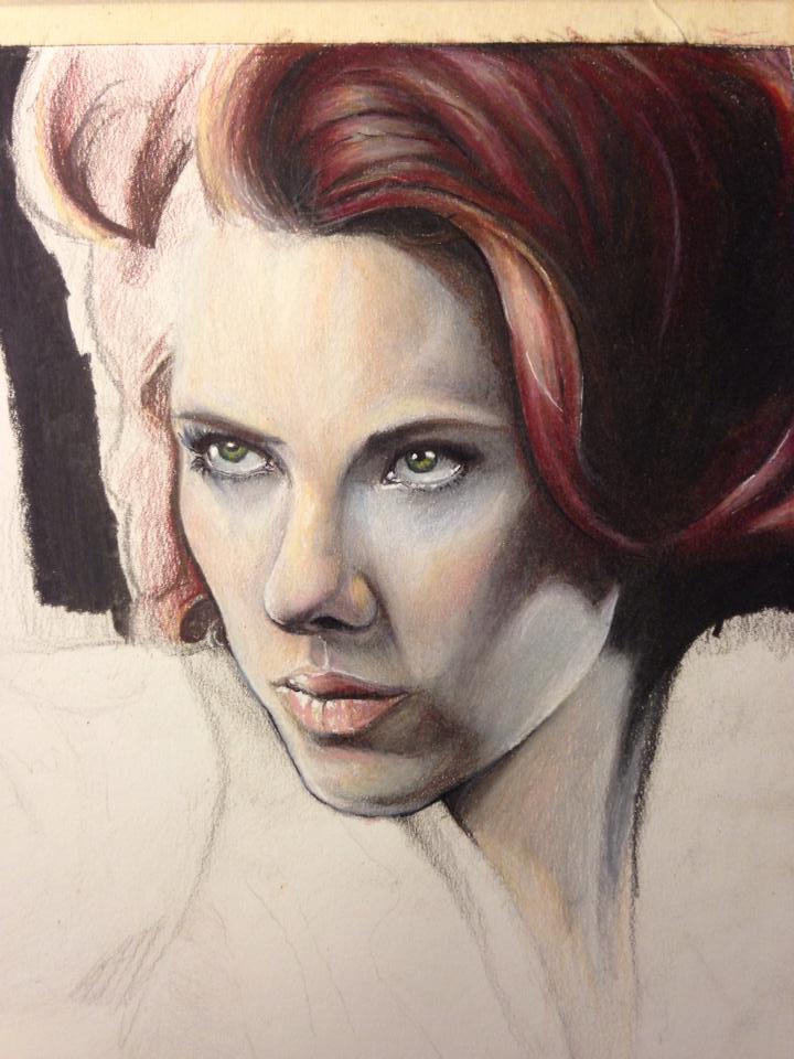 Scarlett Johansson as Black Widow drawing