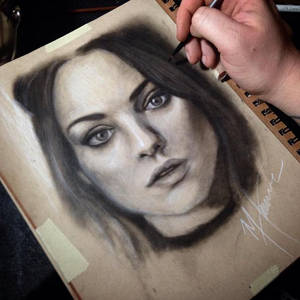 Mila Kunis dry brush portrait finished