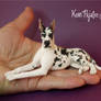 Miniature 1:12 Harlequin Great Dane sculpture