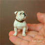 Miniature Bulldog sculpture with spiked collar
