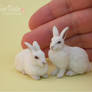 Miniature White Rabbit Sculptures
