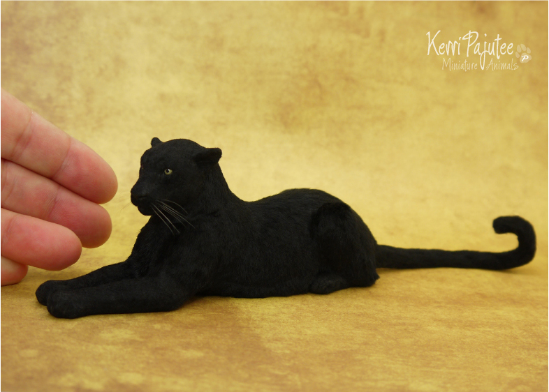 Miniature Black Leopard sculpture