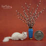 Miniature White Cat sculpture