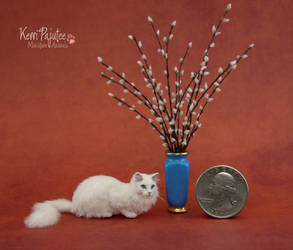 Miniature White Cat sculpture