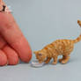 Miniature Tabby Cat Sculpture with saucer of milk