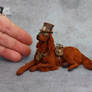 Miniature Steampunk Irish Setter sculpture