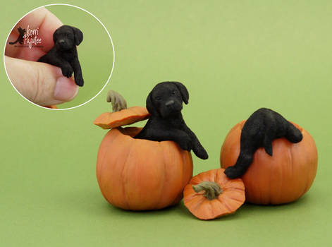 Miniature Black Lab Pup sculptures