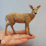 Miniature Whitetail Doe sculpture of clay and fibe