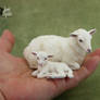 Miniature Ewe and lamb sculpture