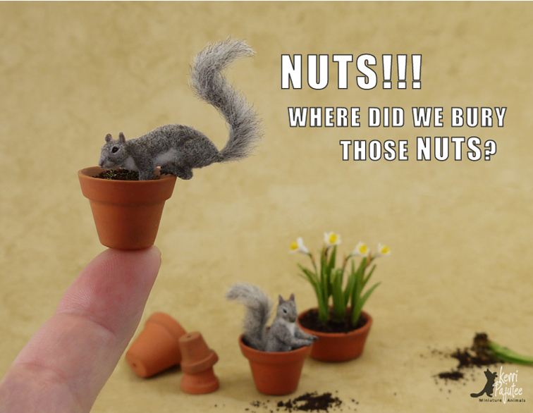 Miniature Grey Squirrel sculptures