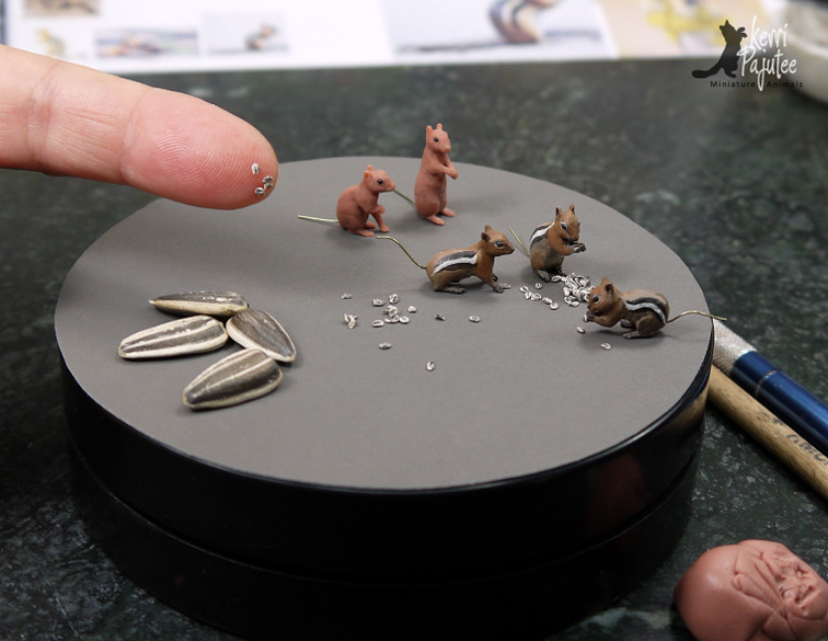 WIP mini Golden-mantle ground squirrel sculpts