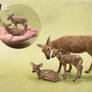 Whitetail Doe and Fawns miniature sculpture