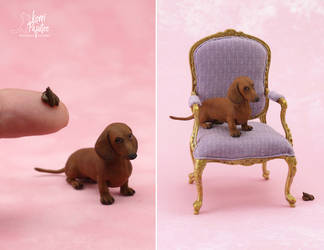 Dollhouse Miniature Dachshund sculpture