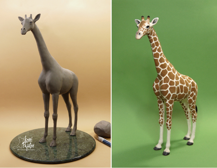 Mom and kid Giraffe, me, soft clay, 2022 : r/Art