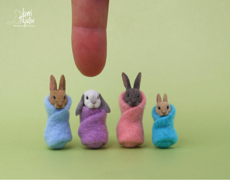 Miniature Wrapped Rabbit sculptures by Pajutee on DeviantArt