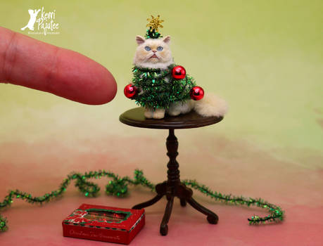Miniature Christmas Tree Persian Cat sculpture