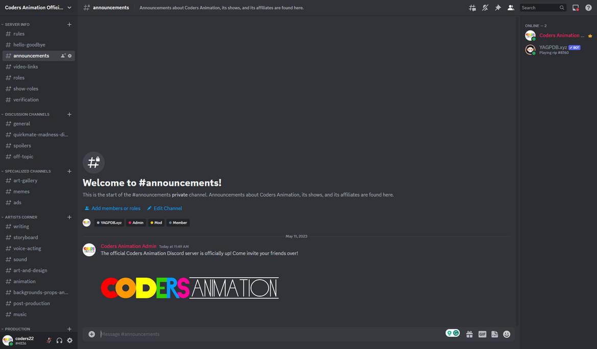 Code Hoster Discord Image Coders Animation Official Discord Server by coders22 on DeviantArt