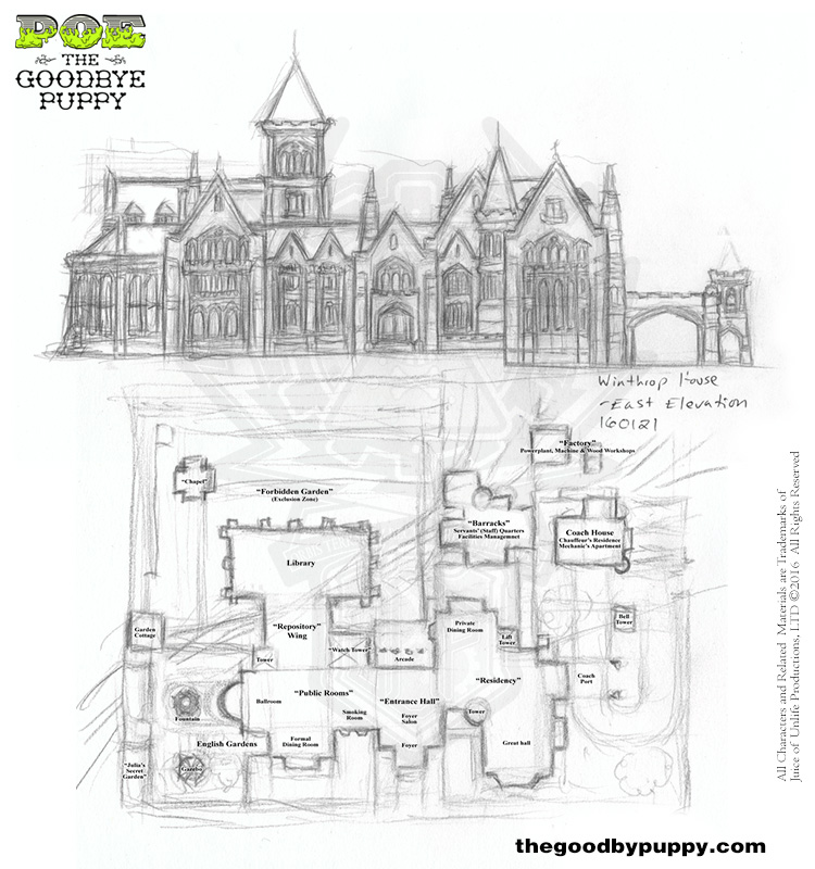 Winthrop House - General Plan and East Elevation