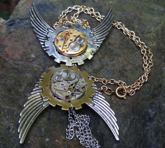 Steampunk sun and moon pendants