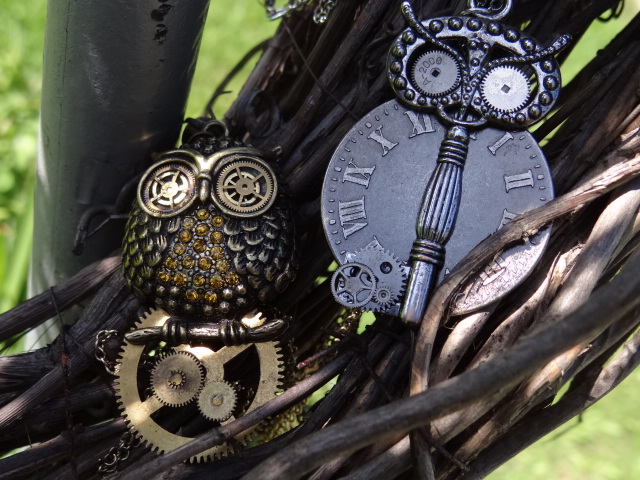 Steampunk owl necklaces