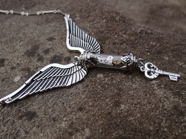 Steampunk angel necklace