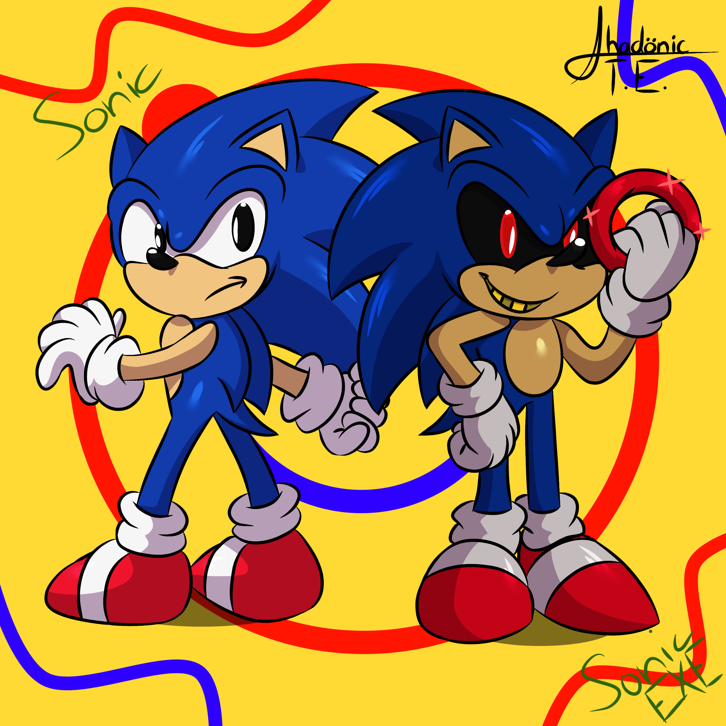 Sonic and Sonic.EXE by ShadonicTheEdge on DeviantArt