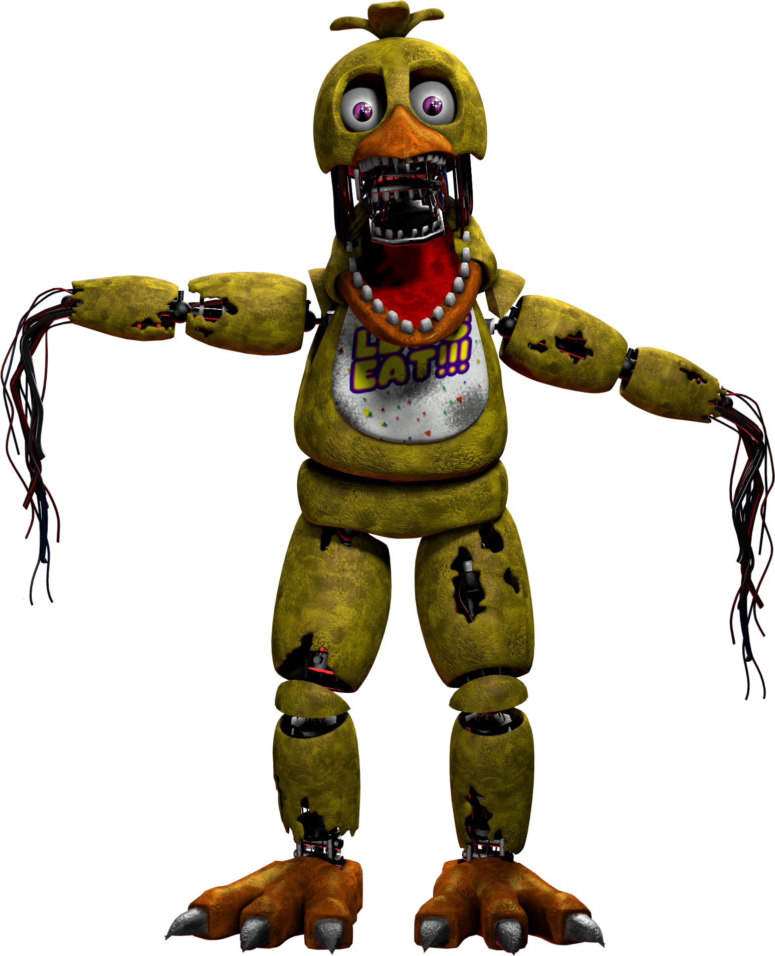 Fnaf 2 Withered Chica Full Body, HD Png Download - 2289x2289