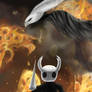 Hallow knight (Hollow knight in front of the fire)