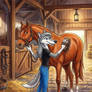 Cindy Brushing The Horses