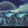 Mountains with planet in the sky premade
