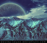 Mountains with planet in the sky premade