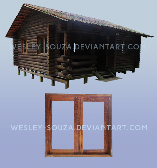 Window and Wooden House - PNG Stock