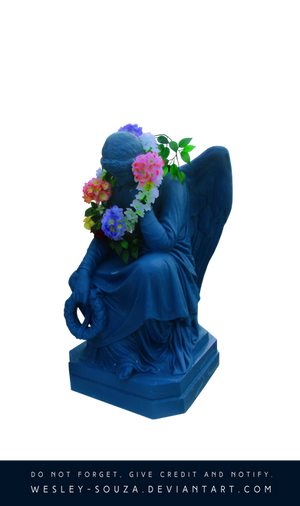 Cemetery - Blue Statue by Wesley-Souza