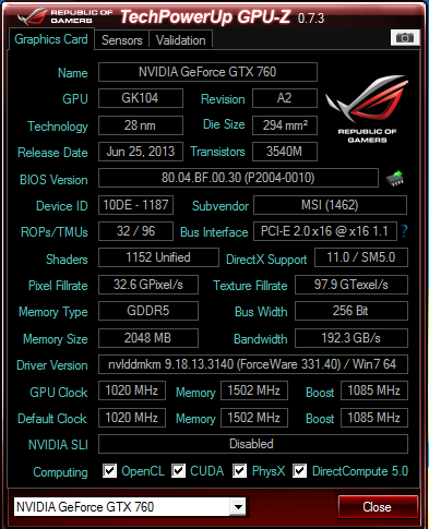 GPU-Z / MSI GTX 760 TF by EVIL-MINDS-CREATIONS on