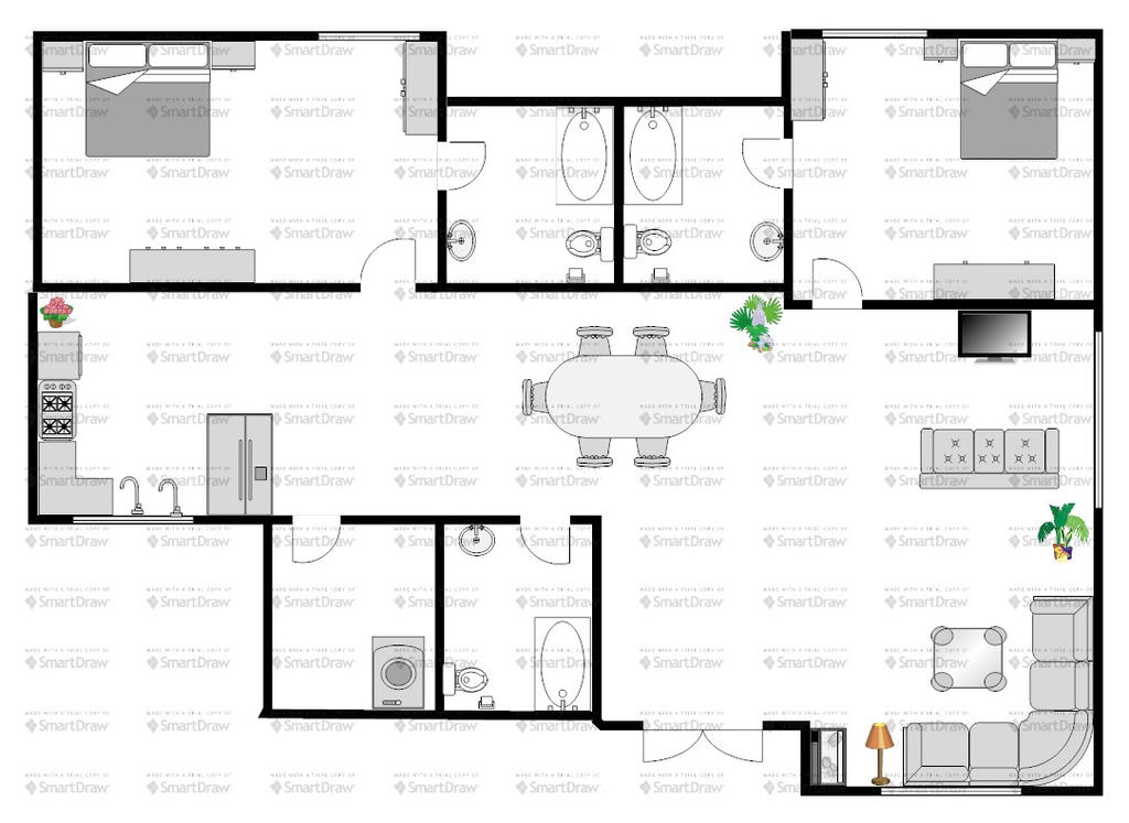 Floor Plan Of A Single Storey Bungalow By Khailaffe On Deviantart