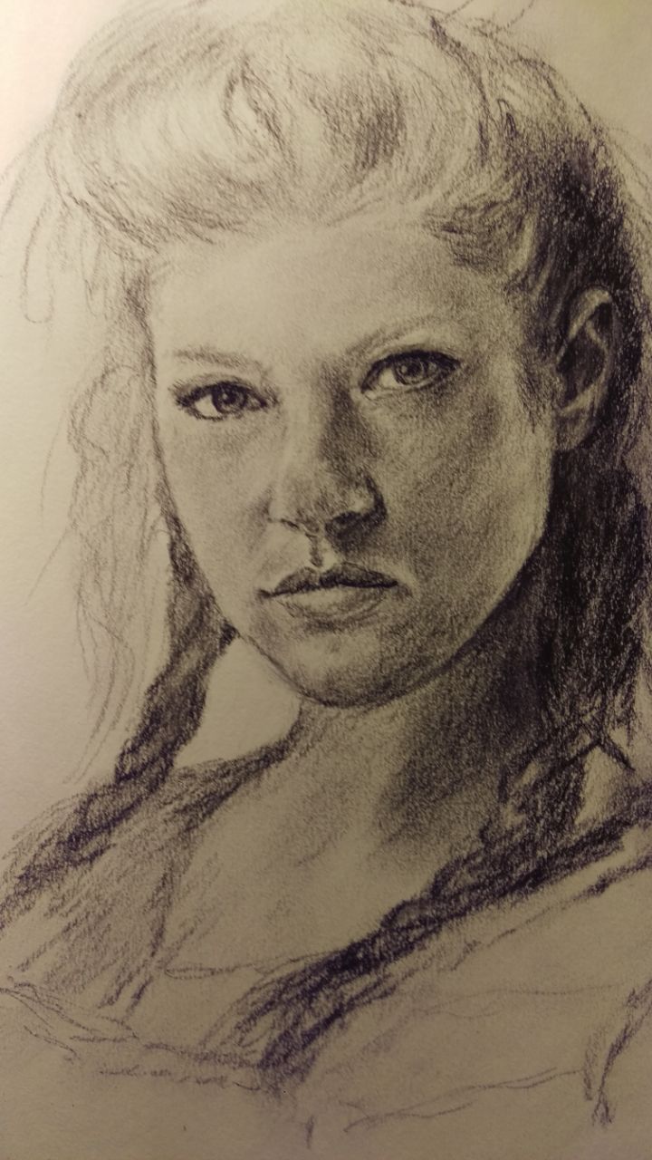 Katheryn Winnick. Charcoal practice run.