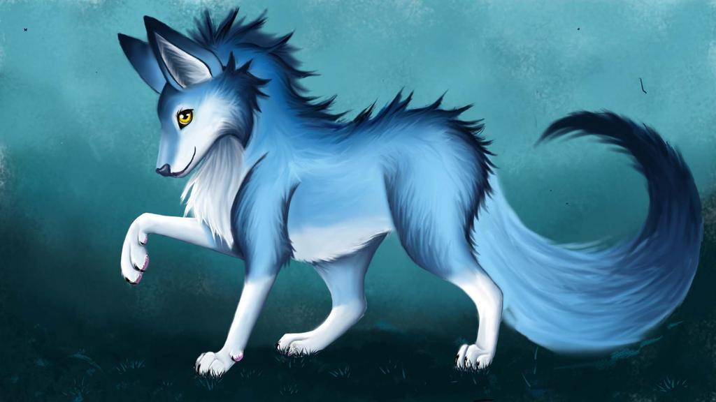 Blue Wolf Digital Painting by KoochiWoochiKrafts on DeviantArt