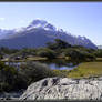 small pond and mountain