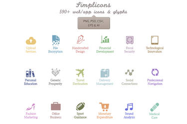 Simplicons - 590+ vector icons! [PSD]