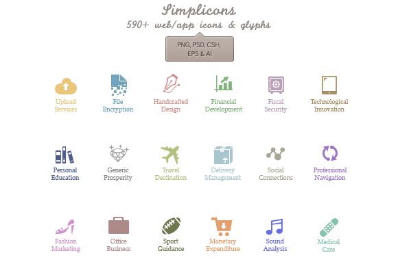 Simplicons - 590+ vector icons! [PSD]