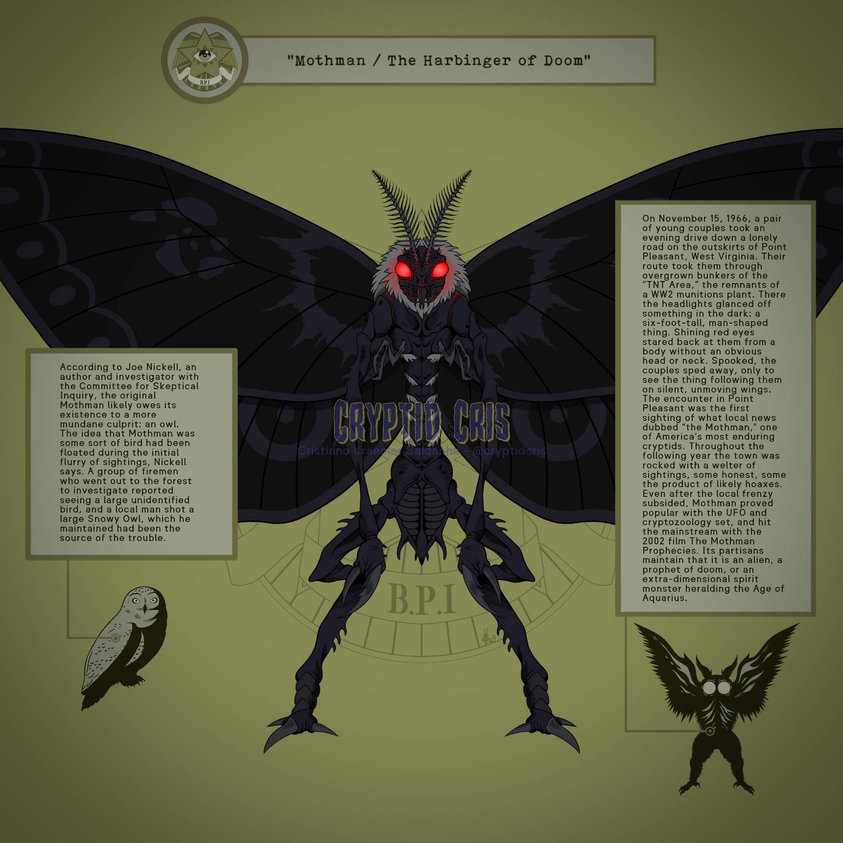 Mothman / The Harbinger of Doom by CryptidCris on DeviantArt