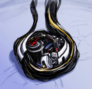 Curled up GLaDOS