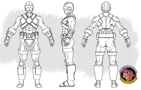 ONYX FIGHTER TURNAROUND Character design lineart