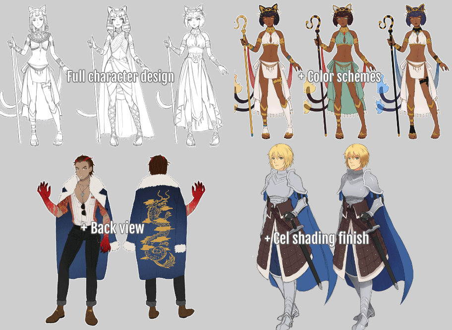 Character design samples by M-GO on DeviantArt