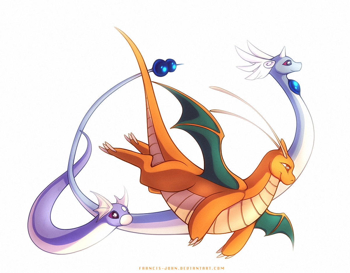 Dragonite Dragonair and Dratini