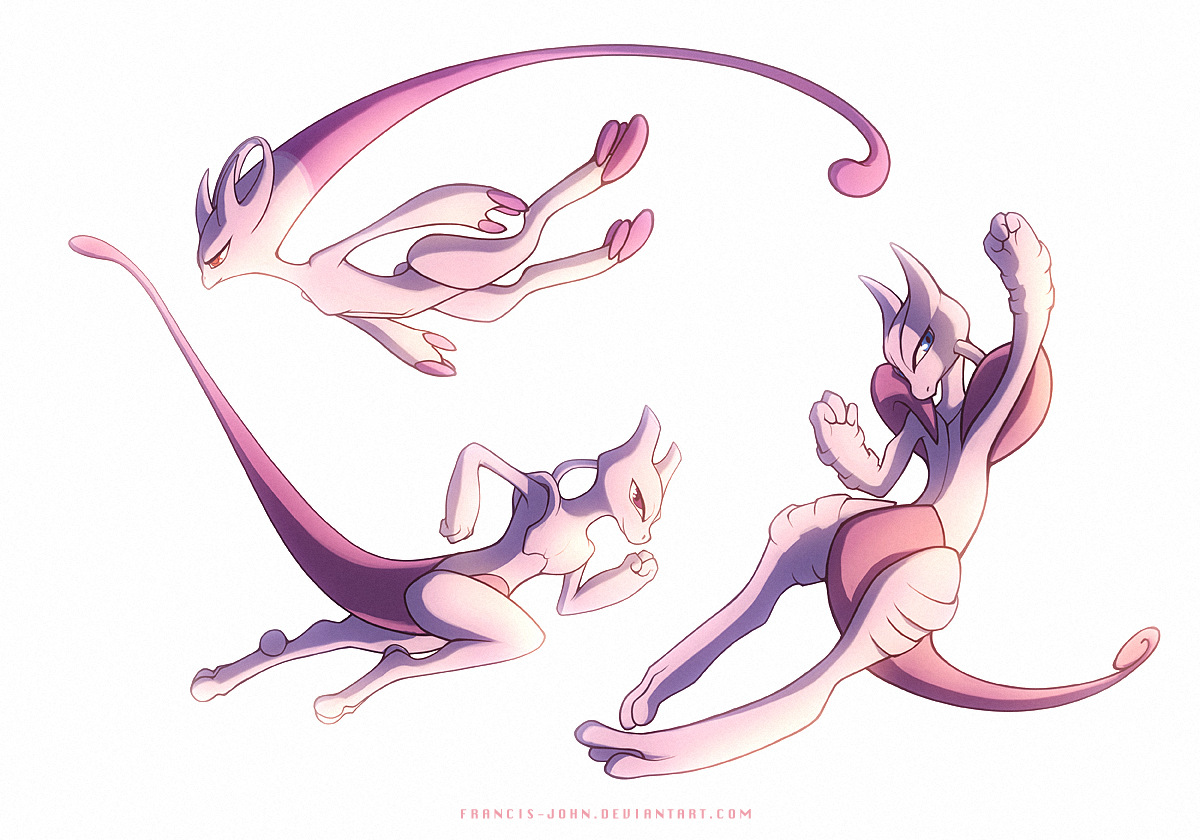 mewtwo and mega mewtwo y (pokemon and 1 more) drawn by suahh